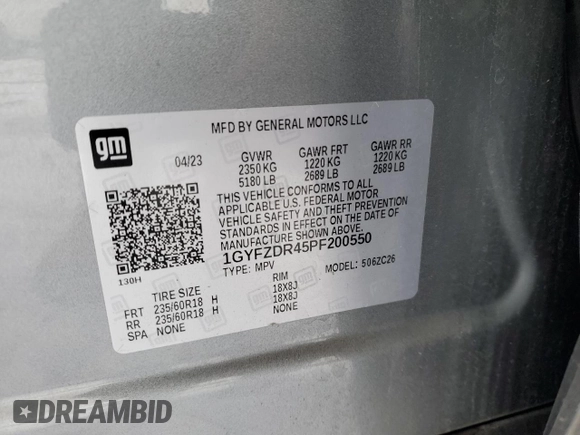 2023 Cadillac XT4 AWD Premium Luxury with VIN 1GYFZDR45PF200550, listed as a Copart auction lot 49917505 with 13,651 mi miles and Non repairable. Bid and sale history available at DreamBid. Image 13.