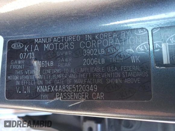 2014 Kia Forte EX with VIN KNAFX4A83E5120349, listed as a Copart auction lot 46484015 with 119,961 mi miles and Clean Title. Bid and sale history available at carsss.com. Image 12.