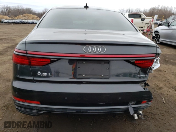 2020 Audi A8 L with VIN WAU8EAF85LN013807, listed as a Copart auction lot 47556075 with 44,921 mi miles and Salvage Title. Bid and sale history available at carsss.com. Image 6.