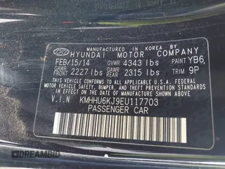 2014 Hyundai Genesis Coupe 3.8 Ultimate with VIN KMHHU6KJ9EU117703, listed as a IAAI auction lot 41486814 with 163,365 mi miles. Bid and sale history available at carsss.com. Image 9.