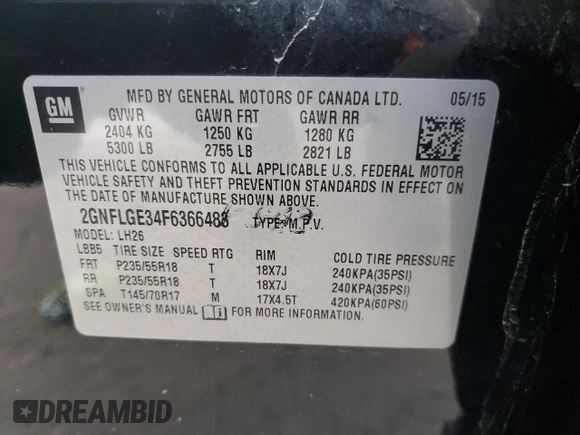 2015 Chevrolet Equinox LT with VIN 2GNFLGE34F6366483, listed as a Copart auction lot 44023075 with 85,284 mi miles and Salvage Title. Bid and sale history available at carsss.com. Image 13.