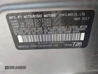2017 Mitsubishi Mirage ES with VIN ML32A3HJ3HH022451, listed as a IAAI auction lot 42268192 with 45,565 mi miles and . Bid and sale history available at DreamBid. Image 9.