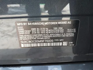 2021 BMW X7 xDrive40i with VIN 5UXCW2C05M9F76009, listed as a IAAI auction lot 41681992 with 48,565 mi miles. Bid and sale history available at carsss.com. Image 9.