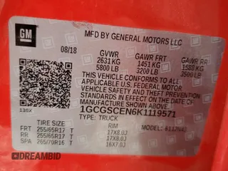 2019 Chevrolet Colorado 2WD LT with VIN 1GCGSCEN6K1119571, listed as a Copart auction lot 52625105 with 51,562 mi miles and Salvage title. Bid and sale history available at DreamBid. Image 15.