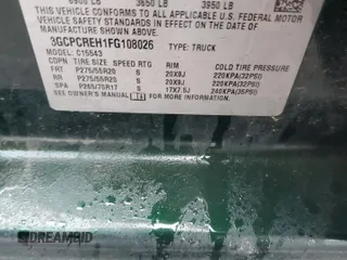 2015 Chevrolet Silverado 1500 LT with VIN 3GCPCREH1FG108026, listed as a Copart auction lot 51109545 with 196,133 mi miles and Salvage Title. Bid and sale history available at DreamBid. Image 12.