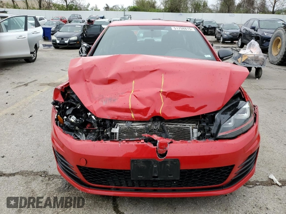 2017 Volkswagen Golf GTI S with VIN 3VW547AU0HM030805, listed as a Copart auction lot 51708815 with 74,399 mi miles and Salvage Title. Bid and sale history available at carsss.com. Image 5.