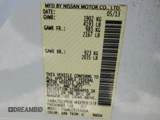 2013 Nissan LEAF SL with VIN 1N4AZ0CP9DC409899, listed as a Copart auction lot 52597555 with 61,628 mi miles and Salvage Title. Bid and sale history available at carsss.com. Image 12.