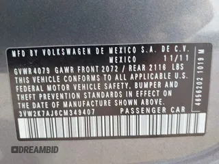 2012 Volkswagen Jetta S с VIN 3VW2K7AJ6CM349407, выставлен на аукционе IAAI как лот 42228611 с пробегом 178 252 миль миль и . История ставок и продаж доступна на DreamBid. Изображение 9.