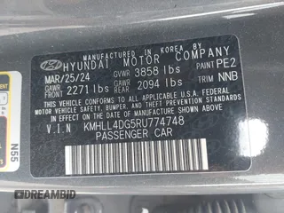 2024 Hyundai Elantra SE with VIN KMHLL4DG5RU774748, listed as a IAAI auction lot 41927787 with 21,604 mi miles and . Bid and sale history available at DreamBid. Image 9.