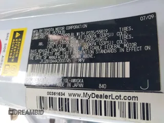 2010 Lexus RX 450h with VIN JTJZB1BA4A2000745, listed as a IAAI auction lot 42508799 with Not provided miles and . Bid and sale history available at DreamBid. Image 9.