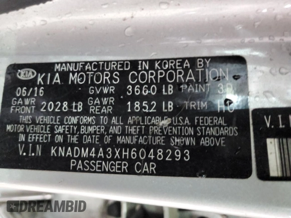 2017 Kia Rio LX z VIN KNADM4A3XH6048293, wystawiony jako Copart lot #54422355 z przebiegiem Nie podano mil oraz Nie do naprawy. Historia ofert i sprzedaży dostępna na DreamBid. Obrazek 12.