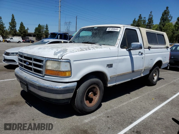 1992 Ford F-150 with VIN 1FTDF15Y7NLA93044, listed as a Copart auction lot 65185644 with 166,919 mi miles and Clean Title. Bid and sale history available at carsss.com. Image 1.