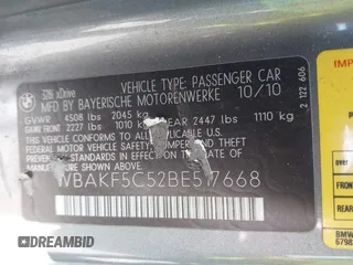 2011 BMW 3 Series 328i xDrive with VIN WBAKF5C52BE517668, listed as a IAAI auction lot 42292360 with 127,265 mi miles and . Bid and sale history available at DreamBid. Image 9.