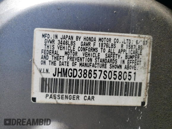 2007 Honda Fit Sport with VIN JHMGD38657S058051, listed as a Copart auction lot 69014644 with 189,714 mi miles and Salvage Title. Bid and sale history available at carsss.com. Image 15.