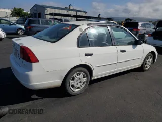 2001 Honda Civic LX with VIN 2HGES16591H574104, listed as a Copart auction lot 54454755 with 240,876 mi miles and Salvage Title. Bid and sale history available at carsss.com. Image 3.