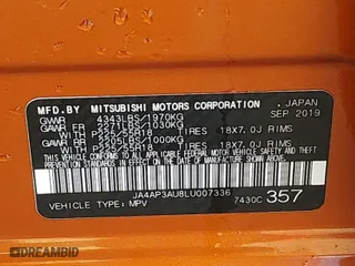 2020 Mitsubishi Outlander Sport ES 2.0 with VIN JA4AP3AU8LU007336, listed as a IAAI auction lot 41673979 with 70,018 mi miles. Bid and sale history available at carsss.com. Image 9.