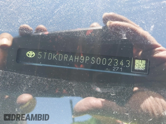 2023 Toyota Highlander L with VIN 5TDKDRAH9PS002343, listed as a IAAI auction lot 41607915 with 105,237 mi miles and . Bid and sale history available at DreamBid. Image 9.