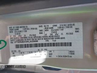 2019 Ford Ranger XL с VIN 1FTER4EH3KLA35098, выставлен на аукционе IAAI как лот 42478622 с пробегом 32 042 миль миль и . История ставок и продаж доступна на DreamBid. Изображение 9.