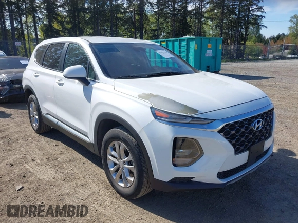 2019 Hyundai Santa Fe SE with VIN 5NMS2CAD0KH098259, listed as a IAAI auction lot 42075356 with 55,163 mi miles and . Bid and sale history available at DreamBid. Image 1.