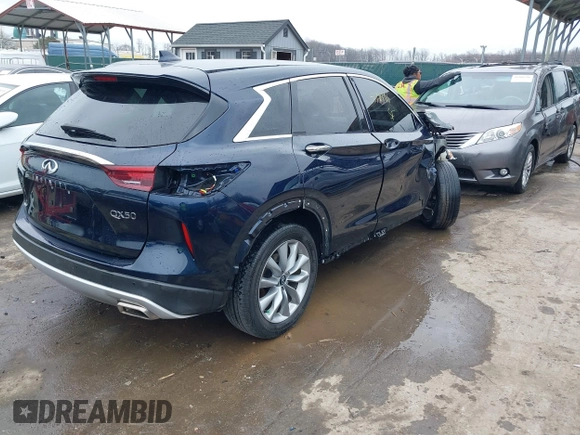 2022 Infiniti QX50 Pure with VIN 3PCAJ5AB6NF110784, listed as a IAAI auction lot 41798196 with 36,586 mi miles and . Bid and sale history available at DreamBid. Image 4.