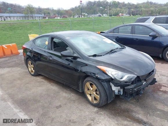 2013 Hyundai Elantra GLS PZEV with VIN 5NPDH4AE7DH343411, listed as a IAAI auction lot 41931384 with 112,000 mi miles. Bid and sale history available at carsss.com. Image 1.