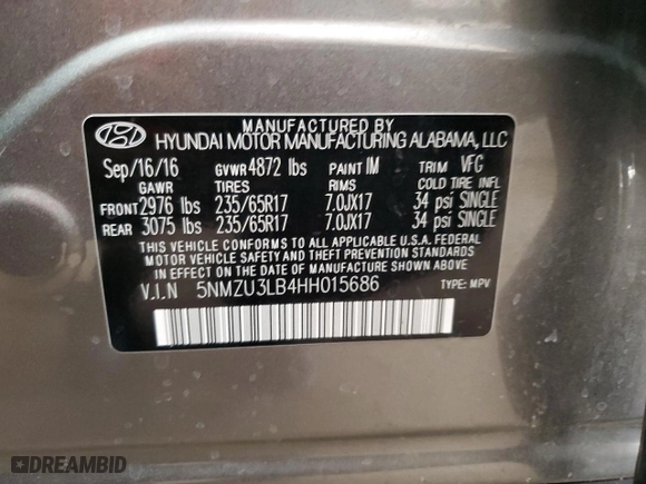 2017 Hyundai Santa Fe Sport 2.4L with VIN 5NMZU3LB4HH015686, listed as a Copart auction lot 48876155 with NaN miles and Salvage Title. Bid and sale history available at carsss.com. Image 13.