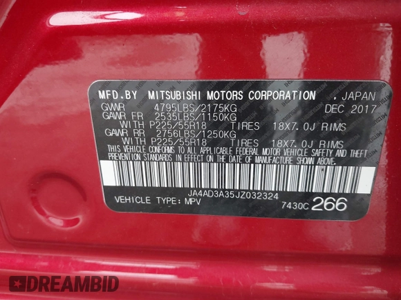 2018 Mitsubishi Outlander SE z VIN JA4AD3A35JZ032324, wystawiony jako IAAI lot #42308789 z przebiegiem 132 966 mil mil oraz . Historia ofert i sprzedaży dostępna na DreamBid. Obrazek 9.