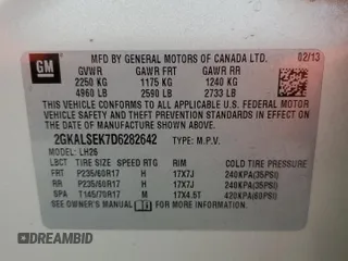 2013 GMC Terrain SLE with VIN 2GKALSEK7D6282642, listed as a Copart auction lot 51891565 with 174,615 mi miles and Salvage Title. Bid and sale history available at carsss.com. Image 15.