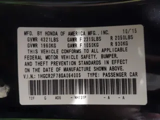 2016 Honda Accord EX with VIN 1HGCR2F78GA064005, listed as a IAAI auction lot 41714544 with 153,072 mi miles. Bid and sale history available at carsss.com. Image 9.