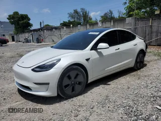 2021 Tesla Model 3 Long Range z VIN 5YJ3E1EB2MF054518, wystawiony jako Copart lot #58994065 z przebiegiem 50 400 mil mil oraz Szkoda całkowita • Salvage title. Historia ofert i sprzedaży dostępna na DreamBid. Obrazek 1.