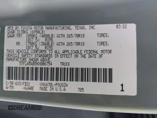 2022 Toyota Tundra 2WD SR5 with VIN 5TFLA5AB5NX006754, listed as a IAAI auction lot 41498895 with 50,042 mi miles. Bid and sale history available at carsss.com. Image 9.