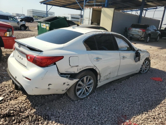 2015 Infiniti Q50 Premium with VIN JN1BV7ARXFM396992, listed as a Copart auction lot 71112754 with Not Provided miles and Salvage Title. Bid and sale history available at DreamBid. Image 3.