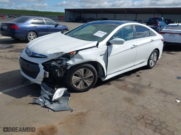 2015 Hyundai Sonata Hybrid Limited with VIN KMHEC4A40FA124788, listed as a IAAI auction lot 41936920 with 112,002 mi miles. Bid and sale history available at carsss.com. Image 2.