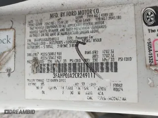 2012 Ford Fusion SEL with VIN 3FAHP0JA2CR249111, listed as a IAAI auction lot 41940167 with 218,940 mi miles. Bid and sale history available at carsss.com. Image 9.