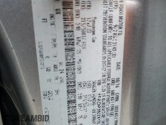 2016 Ford Focus Titanium with VIN 1FADP3N2XGL376941, listed as a Copart auction lot 60560185 with 147,985 mi miles and Salvage title. Bid and sale history available at DreamBid. Image 12.