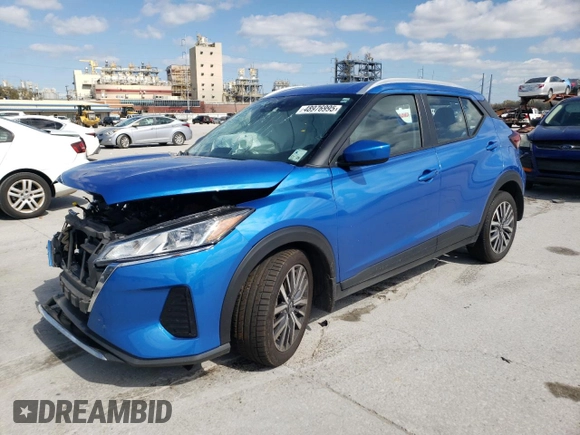 2024 Nissan Kicks SV with VIN 3N1CP5CV1RL480372, listed as a Copart auction lot 48976995 with 24,419 mi miles and Salvage Title. Bid and sale history available at carsss.com. Image 1.