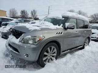 2012 Infiniti QX56 8-passenger with VIN JN8AZ2ND9C9715431, listed as a Copart auction lot 87164944 with 173,860 mi miles and Salvage Title. Bid and sale history available at carsss.com. Image 1.