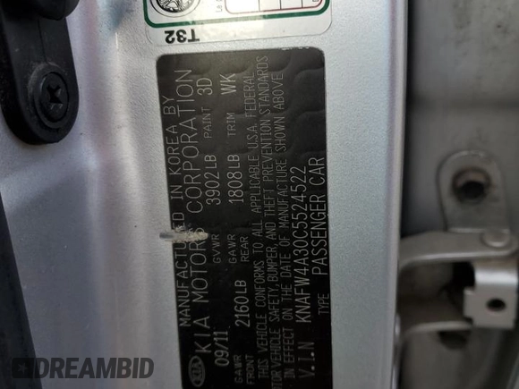 2012 Kia Forte SX with VIN KNAFW4A30C5524522, listed as a Copart auction lot 50923455 with 117,803 mi miles and Salvage Title. Bid and sale history available at carsss.com. Image 14.