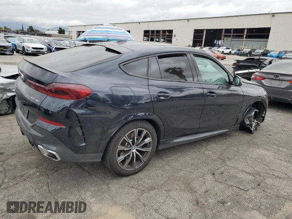 2025 BMW X6 xDrive40i with VIN 5UX33EX00S9W74119, listed as a Copart auction lot 53427535 with 20,282 mi miles and Clean Title. Bid and sale history available at carsss.com. Image 3.
