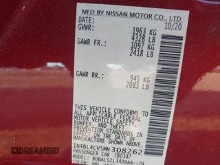 2021 Nissan Altima 2.5 SR with VIN 1N4BL4CV5MN308262, listed as a IAAI auction lot 41803971 with 1 mi miles. Bid and sale history available at carsss.com. Image 9.