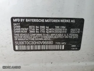 2017 BMW X5 xDrive40e iPerformance with VIN 5UXKT0C30H0V96680, listed as a Copart auction lot 51239375 with 61,868 mi miles and Salvage Title. Bid and sale history available at carsss.com. Image 13.