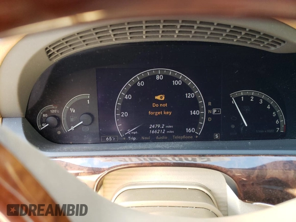 2007 Mercedes-Benz S 550 with VIN WDDNG86X97A108518, listed as a Copart auction lot 56899075 with 166,212 mi miles and Salvage title. Bid and sale history available at DreamBid. Image 9.