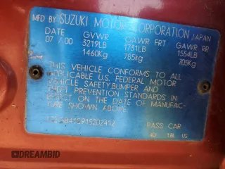 2001 Suzuki Esteem GL z VIN JS2GB41S915202412, wystawiony jako Copart lot #88372235 z przebiegiem 301 061 mil mil oraz Szkoda całkowita • Salvage title. Historia ofert i sprzedaży dostępna na DreamBid. Obrazek 15.