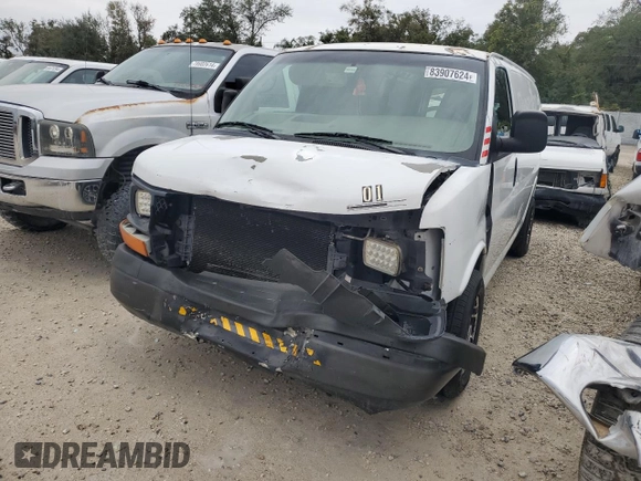 2010 Chevrolet Express Cargo Van with VIN 1GCUGADX3A1128464, listed as a Copart auction lot 83907624 with 318,868 mi miles and Salvage Title. Bid and sale history available at carsss.com. Image 1.