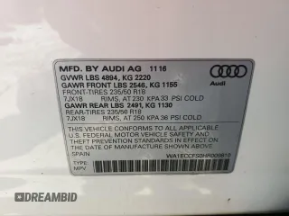 2017 Audi Q3 Premium with VIN WA1ECCFS0HR009810, listed as a Copart auction lot 51091023 with 68,454 mi miles. Bid and sale history available at carsss.com. Image 14.