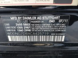 2012 Mercedes-Benz S-Class S 550 with VIN WDDNG7DBXCA425719, listed as a IAAI auction lot 41626830 with 71,227 mi miles. Bid and sale history available at carsss.com. Image 9.
