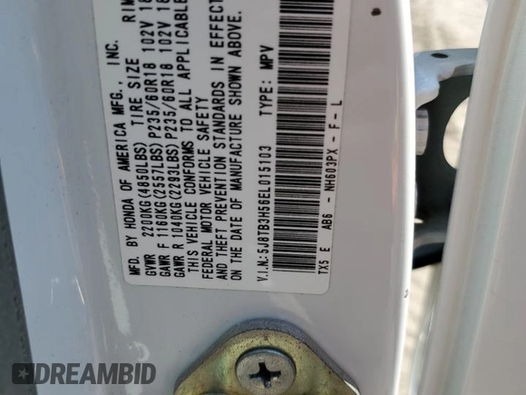 2014 Acura RDX Tech Pkg with VIN 5J8TB3H56EL015103, listed as a Copart auction lot 50811065 with 159,099 mi miles and Salvage Title. Bid and sale history available at carsss.com. Image 14.