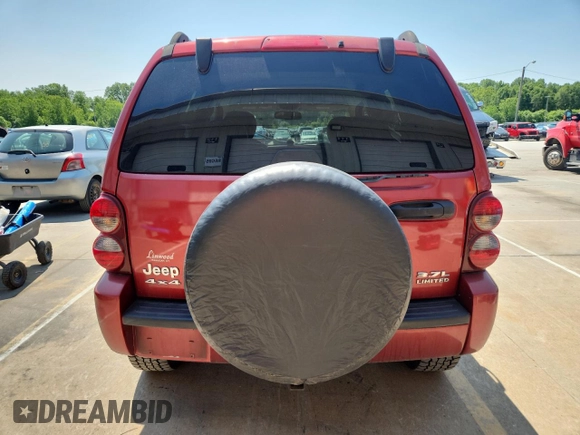 2007 Jeep Liberty Limited with VIN 1J4GL58K17W510903, listed as a Copart auction lot 59344515 with 186,217 mi miles and Salvage title. Bid and sale history available at DreamBid. Image 6.
