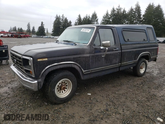 1986 Ford F-150 with VIN 2FTDF15Y2GCB58735, listed as a Copart auction lot 46732215 with 54,401 mi miles and Clean Title. Bid and sale history available at carsss.com. Image 1.
