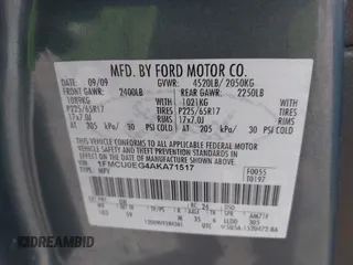 2010 Ford Escape Limited z VIN 1FMCU0EG4AKA71517, wystawiony jako IAAI lot #41397390 z przebiegiem Nie podano mil oraz . Historia ofert i sprzedaży dostępna na DreamBid. Obrazek 9.